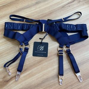Honey Birdette Elvis navy garter belt - size M - NWT